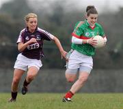6 March 2011; Kathryn Sullivan, Mayo, in action against Edel Concannon, Galway. Bord Gais Energy National Football League Division One, Mayo v Galway, Davitts, Ballindine, Co. Mayo. Picture credit: Ray Ryan / SPORTSFILE