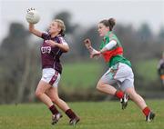 6 March 2011; Edel Concannon, Galway, in action against Kathryn Sullivan, Mayo. Bord Gais Energy National Football League Division One, Mayo v Galway, Davitts, Ballindine, Co. Mayo. Picture credit: Ray Ryan / SPORTSFILE
