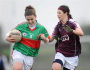 6 March 2011; Kathryn Sullivan, Mayo, in action against Ann Marie McDonagh, Galway. Bord Gais Energy National Football League Division One, Mayo v Galway, Davitts, Ballindine, Co. Mayo. Picture credit: Ray Ryan / SPORTSFILE