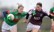 6 March 2011; Cora Staunton, Mayo, in action against Noelle Tierney, Galway. Bord Gais Energy National Football League Division One, Mayo v Galway, Davitts, Ballindine, Co. Mayo. Picture credit: Ray Ryan / SPORTSFILE