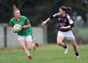 6 March 2011; Aileen Gilroy, Mayo, in action against Noelle Tierney, Galway. Bord Gais Energy National Football League Division One, Mayo v Galway, Davitts, Ballindine, Co. Mayo. Picture credit: Ray Ryan / SPORTSFILE