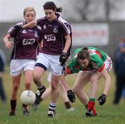 6 March 2011; Ann MArie McDonagh, Galway, in action against Ciara McManamon, Mayo. Bord Gais Energy National Football League Division One, Mayo v Galway, Davitts, Ballindine, Co. Mayo. Picture credit: Ray Ryan / SPORTSFILE