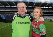6 March 2011; Eoghan Rua manager Joe Passmore and Grace McMullan celebrate after the match. All-Ireland Intermediate Camogie Club Championship Final, Eoghan Rua v The Harps, Croke Park, Dublin. Picture credit: Brian Lawless / SPORTSFILE