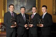 7 March 2011; At the AIB Provincial Player Awards 2010 is AIB Bank General Manager Billy Finn with hurling award winners, from left, Kevin Moran, De La Salle, Co. Waterford, Liam Watson, Loughgiel Shamrocks, Co. Antrim, and Mark Bergin, O'Loughlin Gaels, Co. Kilkenny. AIB Provincial Player Awards, RDS, Ballsbridge, Dublin. Picture credit: Brian Lawless / SPORTSFILE
