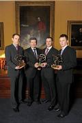 7 March 2011; At the AIB Provincial Player Awards 2010 is AIB Bank General Manager Billy Finn with hurling award winners, from left, Kevin Moran, De La Salle, Co. Waterford, Liam Watson, Loughgiel Shamrocks, Co. Antrim, and Mark Bergin, O'Loughlin Gaels, Co. Kilkenny. AIB Provincial Player Awards, RDS, Ballsbridge, Dublin. Picture credit: Brian Lawless / SPORTSFILE