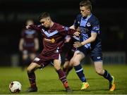 22 October 2016; Stephen Christopher of Cobh Ramblers in action against Richie Purdy of Drogheda United during the SSE Airtricity League First Division play-off first leg game between Cobh Ramblers and Drogheda United at St. Colman's Park in Co. Cork. Photo by Eóin Noonan/Sportsfile