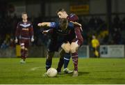 22 October 2016; Aaron Ashe of Drogheda United in action against Kevin Mulcahy of Cobh Ramblers during the SSE Airtricity League First Division play-off first leg game between Cobh Ramblers and Drogheda United at St. Colman's Park in Co. Cork. Photo by Eóin Noonan/Sportsfile