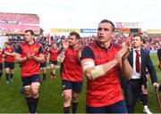 22 October 2016; Tommy O'Donnell of Munster applauds supporters after the European Rugby Champions Cup Pool 1 Round 2 match between Munster and Glasgow Warriors at Thomond Park in Limerick. Photo by Diarmuid Greene/Sportsfile