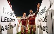 22 October 2016; Charles Piutau, right, and Paddy Jackson of Ulster celebrate victory following the European Rugby Champions Cup Pool 5 Round 2 game between Ulster and Exeter Chiefs at Kingspan Stadium in Belfast. Photo by David Fitzgerald/Sportsfile