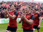 22 October 2016; John Ryan and Robin Copeland of Munster applaud supporters after the European Rugby Champions Cup Pool 1 Round 2 match between Munster and Glasgow Warriors at Thomond Park in Limerick. Photo by Diarmuid Greene/Sportsfile