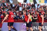 22 October 2016; Munster players Robin Copeland, John Ryan and Tommy O'Donnell with supporters after the European Rugby Champions Cup Pool 1 Round 2 match between Munster and Glasgow Warriors at Thomond Park in Limerick. Photo by Diarmuid Greene/Sportsfile