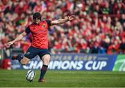 22 October 2016; Tyler Blenendaal of Munster kicks a conversion during the European Rugby Champions Cup Pool 1 Round 2 match between Munster and Glasgow Warriors at Thomond Park in Limerick. Photo by Diarmuid Greene/Sportsfile