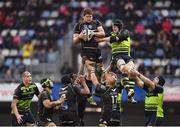 23 October 2016; Paul Willemse of Montpellier takes possession in a lineout ahead of Ian Nagle of Leinster during the European Rugby Champions Cup Pool 4 Round 2 match between Leinster and Montpellier at Altrad Stadium in Montpellier, France. Photo by Stephen McCarthy/Sportsfile