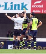 23 October 2016; Rob Kearney of Leinster receives a yellow card from referee Luke Pearce during the European Rugby Champions Cup Pool 4 Round 2 match between Leinster and Montpellier at Altrad Stadium in Montpellier, France. Photo by Stephen McCarthy/Sportsfile