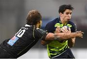 23 October 2016; Joey Carbery of Leinster is tackled by Francois Steyn of Montpellier during the European Rugby Champions Cup Pool 4 Round 2 match between Leinster and Montpellier at Altrad Stadium in Montpellier, France. Photo by Stephen McCarthy/Sportsfile