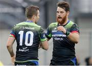 23 October 2016; Jack Carty of Connacht, left, celebrates after scoring his side's try with team-mate Jake Heenan during the European Rugby Champions Cup Pool 2 Round 2 match between Zebre Rugby and Connacht Rugby at Stadio Lanfranchi in Parma. Photo by Roberto Bregani/Sportsfile