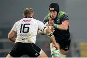 23 October 2016; Ultan Dillane of Connacht takes on Tommaso d'Apice of Zebre Rugby during the European Rugby Champions Cup Pool 2 Round 2 match between Zebre Rugby and Connacht Rugby at Stadio Lanfranchi in Parma. Photo by Roberto Bregani/Sportsfile