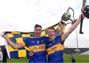23 October 2016; Diarmaid Byrnes and Kevin O'Brien of Patrickswell celebrate with the cup after the Limerick County Senior Club Hurling Championship Final between Ballybrown and Patrickswell at the Gaelic Grounds in Limerick. Photo by Diarmuid Greene/Sportsfile
