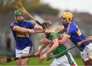 23 October 2016; Rory Hanniffy of Birr in action against Joseph O'Connor, left, and Pat Camon of St Rynagh's during the Offaly County Senior Club Hurling Championship Final game between St Rynagh's and Birr at O'Connor Park in Tullamore, Co Offaly. Photo by Cody Glenn/Sportsfile