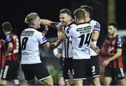 23 October 2016; Andy Boyle of Dundalk is congratulated by team-mates, from left, John Mountney, Dane Massey, and Brian Gartland, after scoring his side's 1st goal during the SSE Airtricity League Premier Division game between Dundalk and Bohemians at Oriel Park in Dundalk. Photo by Sportsfile