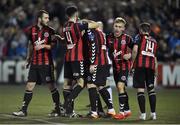 23 October 2016; Mark Quigley of Bohemians, centre, celebrates after scoring his side's first goal with teammates during the SSE Airtricity League Premier Division game between Dundalk and Bohemians at Oriel Park in Dundalk. Photo by David Maher/Sportsfile
