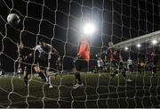 23 October 2016; Brian Gartland of Dundalk scores his side's second goal during the SSE Airtricity League Premier Division game between Dundalk and Bohemians at Oriel Park in Dundalk. Photo by David Maher/Sportsfile