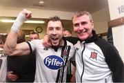 23 October 2016; Brian Gartland of Dundalk celebrates with manager Stephen Kenny after the SSE Airtricity League Premier Division game between Dundalk and Bohemians at Oriel Park in Dundalk. Photo by David Maher/Sportsfile