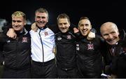 23 October 2016; Dundalk manager Stephen Kenny celebrates with his backroom staff after the SSE Airtricity League Premier Division game between Dundalk and Bohemians at Oriel Park in Dundalk. Photo by Sportsfile