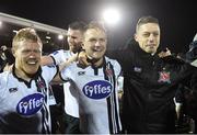 23 October 2016; Dundalk players, from left, Daryl Horgan, Dane Massey and Shane Grimes celebrate after the SSE Airtricity League Premier Division game between Dundalk and Bohemians at Oriel Park in Dundalk. Photo by Sportsfile