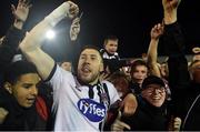 23 October 2016; Brian Gartland of Dundalk celebrates with supporters after the SSE Airtricity League Premier Division game between Dundalk and Bohemians at Oriel Park in Dundalk. Photo by David Maher/Sportsfile
