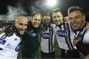 23 October 2016; Dundalk players, from left, Alan Keane, Gary Rogers, Dane Massey, Brian Gartland and Andy Boyle celebrate after the SSE Airtricity League Premier Division game between Dundalk and Bohemians at Oriel Park in Dundalk. Photo by David Maher/Sportsfile
