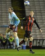 11 March 2011; Alan McNally, Drogheda United, in action against Anto Flood, Bohemians. Airtricity League Premier Division, Bohemians v Drogheda United, Dalymount Park, Dublin. Photo by Sportsfile