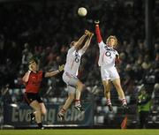12 March 2011; Senis O'Sullivan, right, and Nicholas Murphy, Cork, in action against Kalum King, Down. Allianz Football League, Division 1, Round 4, Cork v Down, Pairc Ui Rinn, Cork. Picture credit: Stephen McCarthy / SPORTSFILE