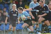 27 October 2001; Bryan Shelbourne of Galwegians goes past Colm Keane of UCD during the AIB League Division 1 match between UCD and Galwegians at Belfield Bowl in Dublin. Photo by Ray McManus/Sportsfile