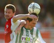 28 October 2001; Declan Daly of Cork City in action against Colm Tresson of Bray Wanderers during the eircom League Premier Division match between Cork City and Bray Wanderers at Turners Cross in Cork. Photo by Brendan Moran/Sportsfile