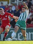 28 October 2001; Stephen Fox of Bray Wanderers in action against Conor O'Grady of Cork City during the eircom League Premier Division match between Cork City and Bray Wanderers at Turners Cross in Cork. Photo by Brendan Moran/Sportsfile