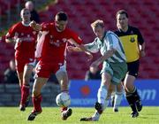 28 October 2001; Paul Keegan of Bray Wanderers in action against Alan Bennett of Cork City during the eircom League Premier Division match between Cork City and Bray Wanderers at Turners Cross in Cork. Photo by Brendan Moran/Sportsfile