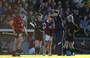 28 October 2001; James O'Connor of St Joseph's Doora Barefield, receives attention during the AIB Munster Senior Club Hurling Championship Quarter-Final match between Ballygunner and St Joseph's Doora Barefield at Walsh Park in Waterford. Photo by Ray McManus/Sportsfile