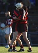 28 October 2001; Ballygunner players Alan Kirwan and Tom Fives celebrate at the end of the game following the AIB Munster Senior Club Hurling Championship Quarter-Final match between Ballygunner and St Joseph's Doora Barefield at Walsh Park in Waterford. Photo by Ray McManus/Sportsfile