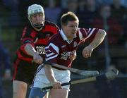 28 October 2001; James O'Connor of St Josephs Doora Barefield, is tackled by Alan Kirwan of Ballygunner, during the AIB Munster Senior Club Hurling Championship Quarter-Final match between Ballygunner and St Joseph's Doora Barefield at Walsh Park in Waterford. Photo by Ray McManus/Sportsfile