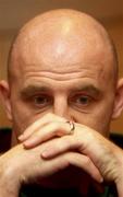 12 October 2001; Ireland captain Keith Wood speaking to journalists during an Ireland Rugby Press Conference at the Ireland Team Hotel in Cardiff prior to their Six Nations game against Wales. Rugby. Photo by Brendan Moran/Sportsfile