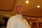 30 October 2001; Republic of Ireland manager Mick McCarthy listens to questions from the press during a press conference at his hotel in Abu Dhabi, United Arab Emirates, ahead of the the 2002 FIFA World Cup AFC Qualification Play-Off 2nd Leg match between United Arab Emirates and Iran which will take place at the at Al-Nahyan Stadium in Abu Dhabi, United Arab Emirates. Photo by David Maher/Sportsfile