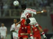 31 October 2001; Kharim Bagheri of Iran in action against Sultan Rashed Saeed of United Arab Emirates during the 2002 FIFA World Cup AFC Qualification Play-Off 2nd Leg match between United Arab Emirates and Iran the at Al-Nahyan Stadium in Abu Dhabi, United Arab Emirates. Photo by David Maher/Sportsfile