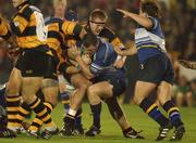 2 November 2001; Eric Miller of Leinster is tackled by Peter Buxton of Newport during the Heineken Cup Pool 6 Round 4 match between Newport and Leinster at Rodney Parade in Newport, Wales. Photo by Matt Browne/Sportsfile