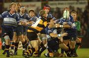 2 November 2001; Shane Horgan of Leinster is tackled by Andrew Powell of Newport during the Heineken Cup Pool 6 Round 4 match between Newport and Leinster at Rodney Parade in Newport, Wales. Photo by Matt Browne/Sportsfile