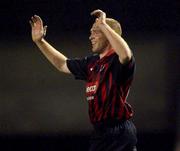 2 November 2001;Glen Crowe of Bohemians celebrates after scoring his sides second goal during the eircom League Premier Division match betweeb Bohemians and Galway United at Dalymount Park in Dublin. Photo by David Maher/Sportsfile