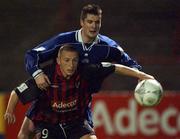 2 November 2001; Gary O'Neill of Bohemians in action against Adrian Carberry of Galway United during the eircom League Premier Division match betweeb Bohemians and Galway United at Dalymount Park in Dublin. Photo by David Maher/Sportsfile