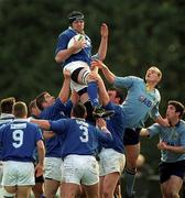 3 November 2001; John Ryan, of St Mary's College wins possession from a line-out ahead of Colm Keane of UCD during the AIB League Division 1 match between St Mary's College and UCD at Templeville Road in Dublin. Photo by Matt Browne/Sportsfile