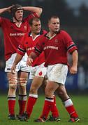 3 November 2001; Munster players, from left, Paul O'Connell, Peter Clohessy and Frank Sheahan, during the Heineken Cup Pool 4 Round 4 match between Munster and Bridgend at Musgrave Park in Cork. Photo by Ray McManus/Sportsfile