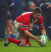 3 November 2001; Ronan O'Gara of Munster during the Heineken Cup Pool 4 Round 4 match between Munster and Bridgend at Musgrave Park in Cork. Photo by Ray McManus/Sportsfile